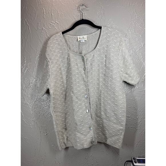 Reba Rose Made In New York Sweater Short Sleeve Cardigan Knit Womens Size Large - Picture 1 of 5